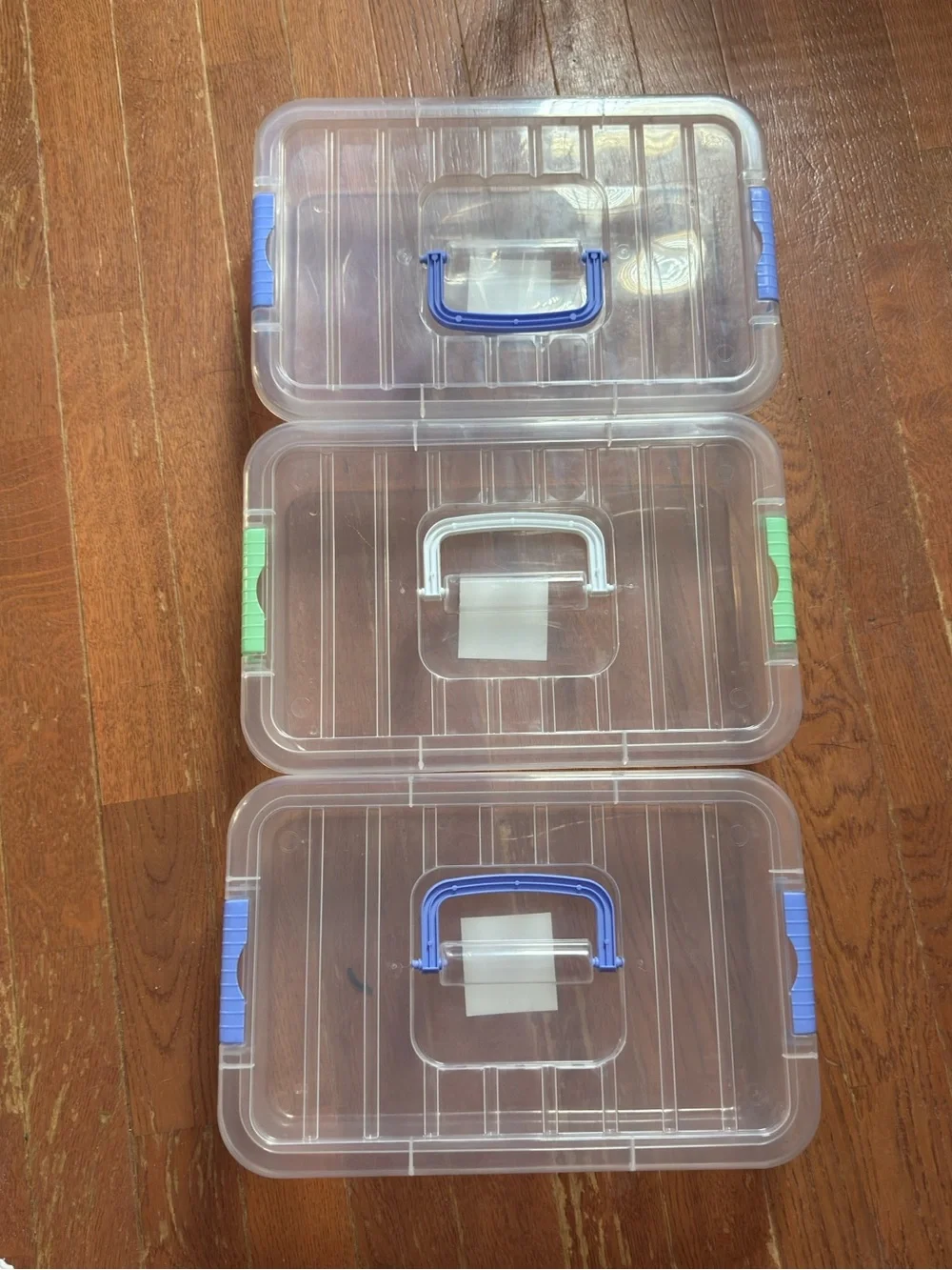 Assorted Clear Rectangle Storage Box with Lids and Handles, Set of 3 NWT